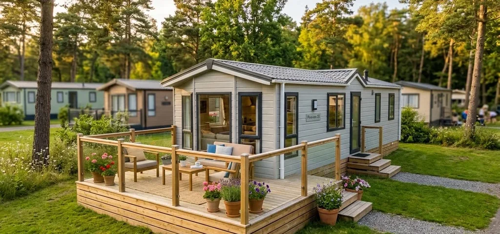 mobil home camping terrasse