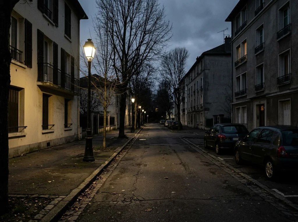 rue résidentielle crépuscule